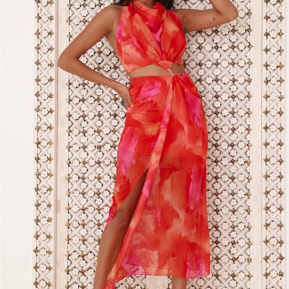 MIDI DRESS ORANGE - Picture 2 of 4